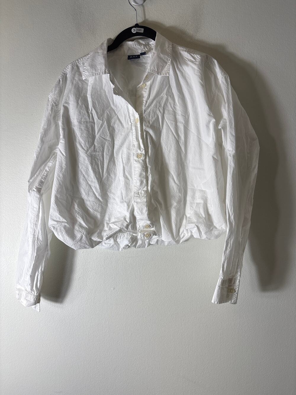 Gap White Bubble Hem Button Up Shirt Sz S